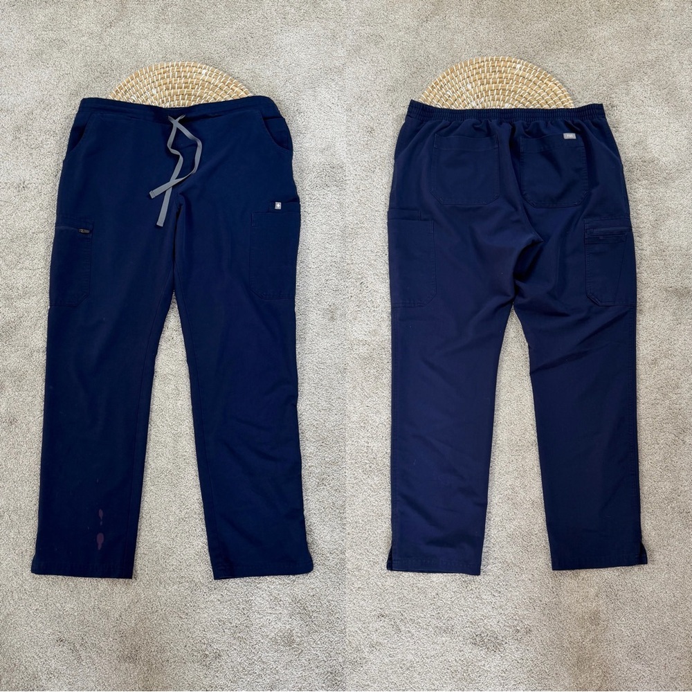 Figs Women’s High Waisted Yola Skinny Scrub Pants Pull On in Navy L